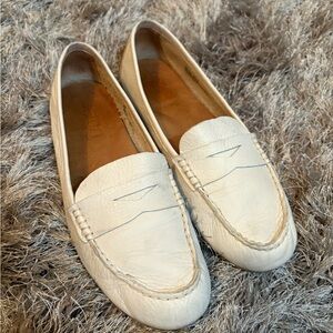 Cream Penny Loafers with Moccasin-Style Construction